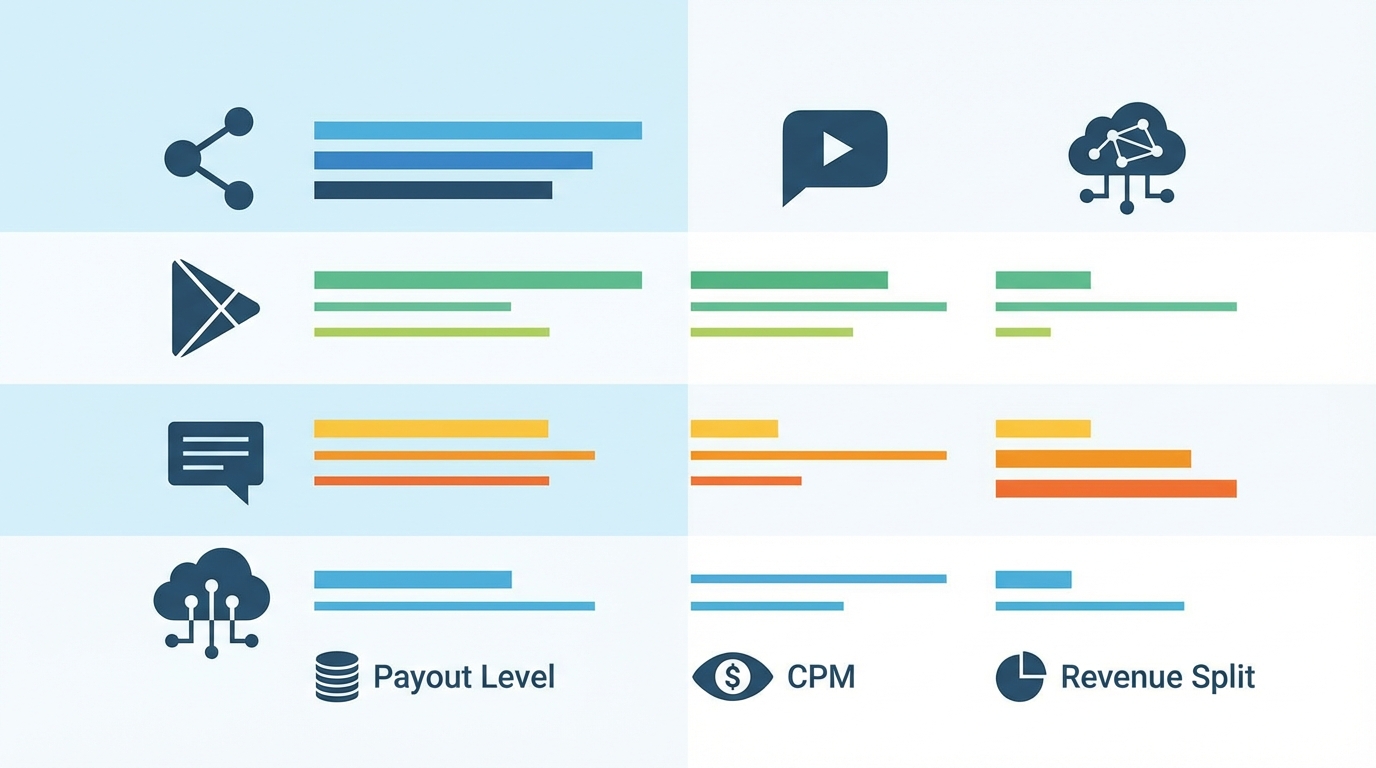 Visual comparison of monetization levels across major creator platforms.