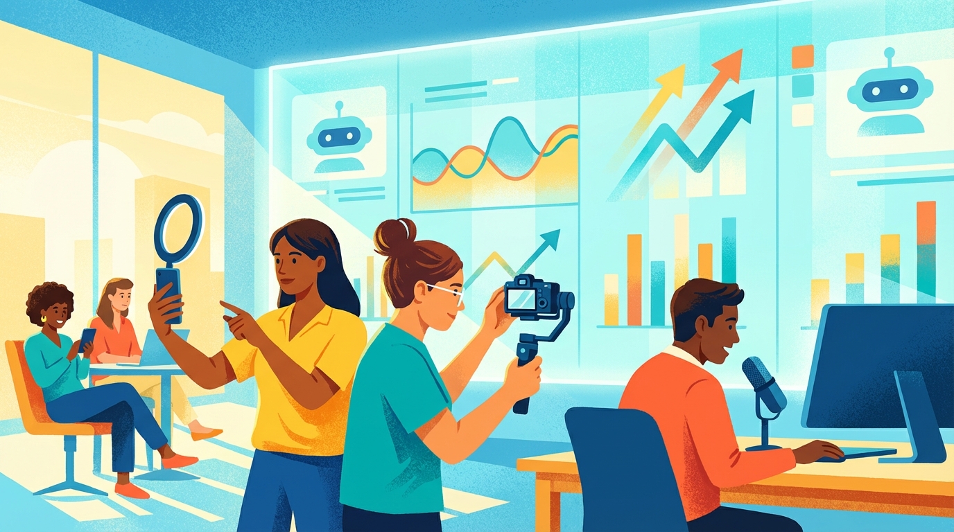 Creators using data and AI tools to optimize performance-based partnerships with brands.